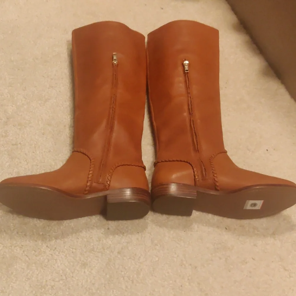New!UGG Gracen Whipstitch Brown Leather Knee High Tall Riding Boot Women Y2K